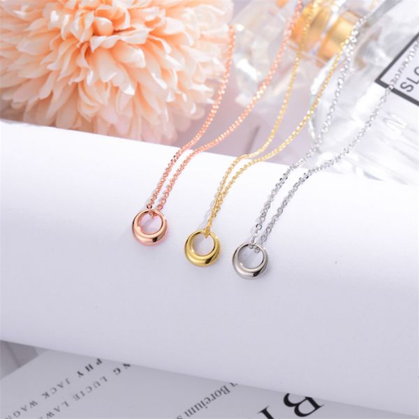 

3 colors golden rose golden geometric circle choker necklace simple ins trendy 925 sterling silver jewelry on the neck for women, Golden;silver