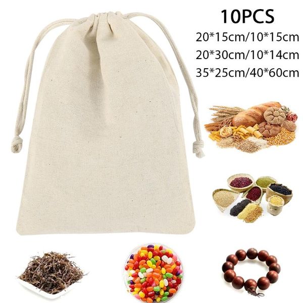 

gift wrap 10pcs satin cord bags, used for tea wedding party reusable cotton bags