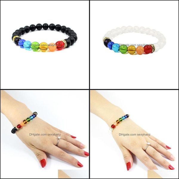 

bohemian fashion ethnic 7 chakra stone beads bracelets for women men casual natural yoga bracelet jewelry gifts beaded, strands drop deliver, Black
