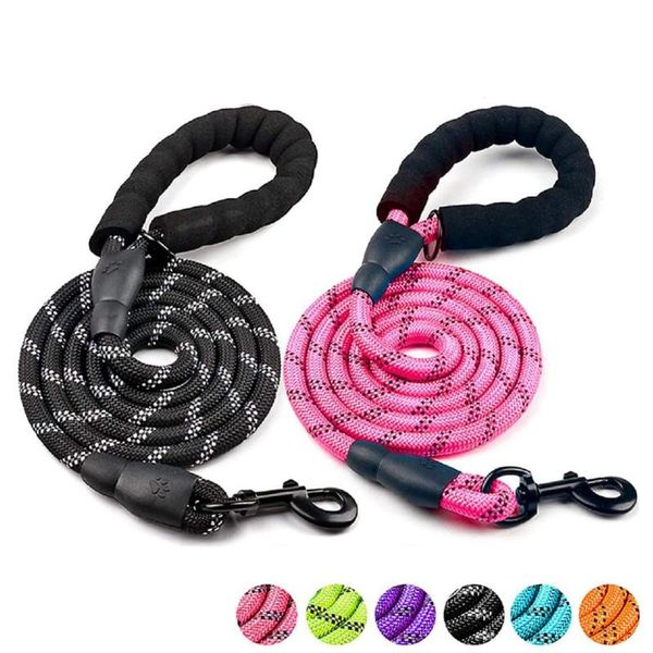 

dog collars & leashes pet leash reflective strong 1.5m long with comfortable padded handle heavy duty training nylon rope for dogs