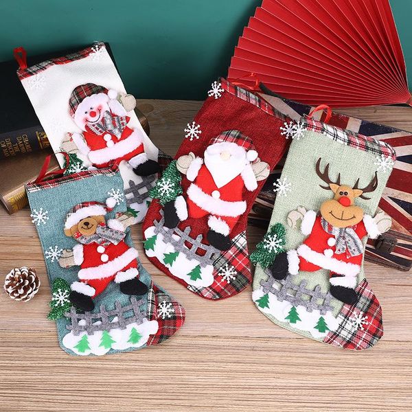 

christmas decorations stockings candy socks snowman santa claus gift bag xmas tree decor year2022 navidad decoration