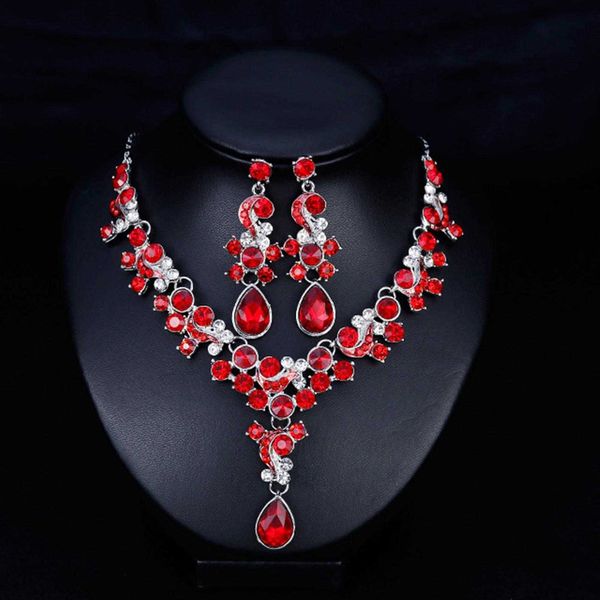 

jewelry sets luxury designer bracelet women prom wedding bridal faux crystal rhinestone necklace earrings set for party exquisite accessorie, Black
