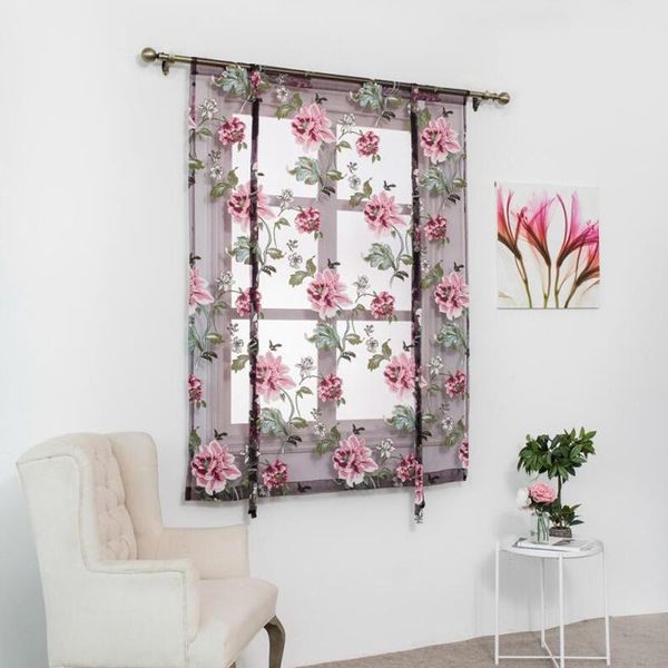 

curtain & drapes peony flower type roman short curtains use for living room kitchen burnt-out tulle semi-shading