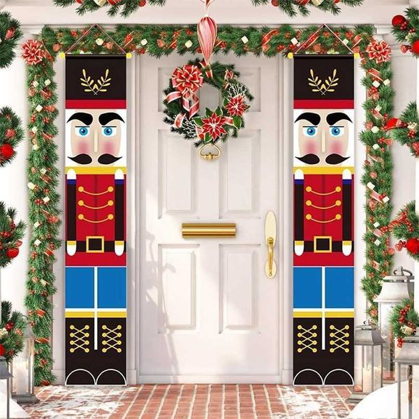 Nutcracker soldado banner decoração de natal para casa porta feliz xmas ornamento feliz ano 2022 navidad 211022