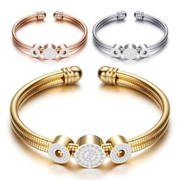 

bangle modyle adjustable open stainless steel bracelet bangles 3 color cuff for women jewelry gift, Black