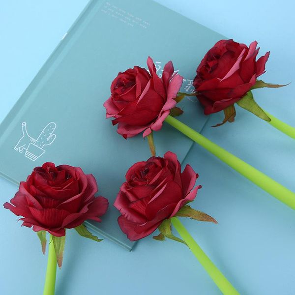 

gel pens 16 pcs/lot creative simulation red rose pen cute 0.5 mm signature promotional gift stationery school supplies