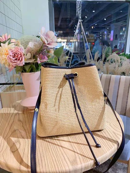 

female weaving bucket bag shoulder inclined handbag fashion handbags girls women drawstring messenger bags