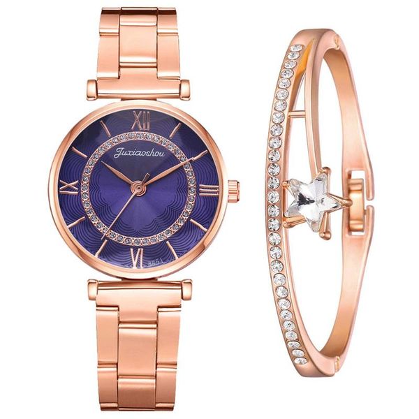 

fashion ladies diamond steel band bracelet watch set elegant geometric wristwatches, Slivery;brown