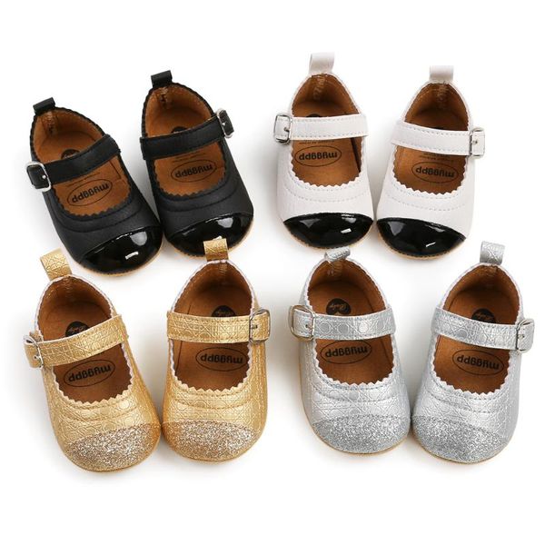 

first walkers autumn soft leather baby moccasins shoes born rubber sole splicing toddler infant girls prewalker