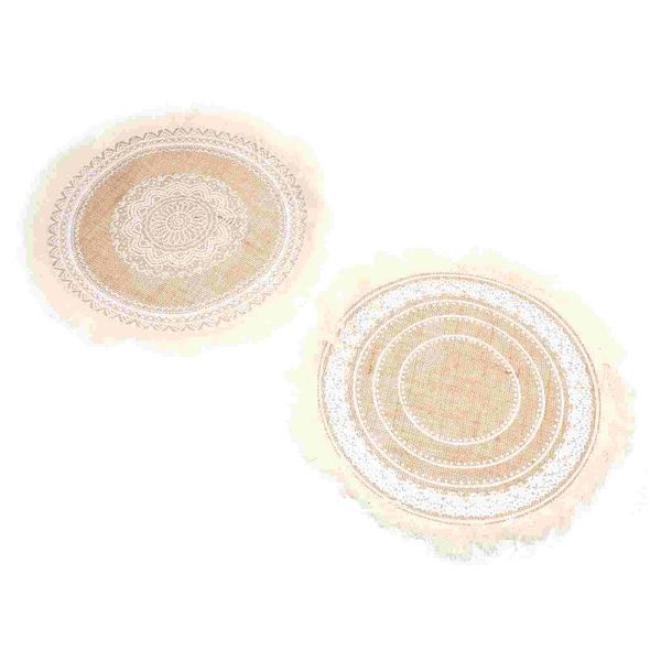 

mats & pads 2pcs cotton linen knit heat resistant placemats tableware (white)