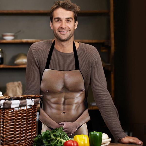 

aprons muscle man print kitchen apron waterproof linen wasy to clean home tools family valentine's day present