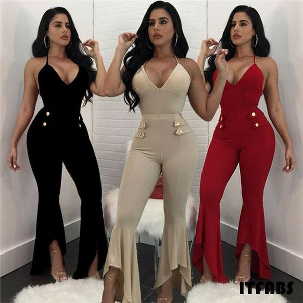 

women's jumpsuits & rompers 2021 women ladies clubwear playsuit fashion sleeveless v-neck bodycon party jumpsuit romper long trousers, Black;white