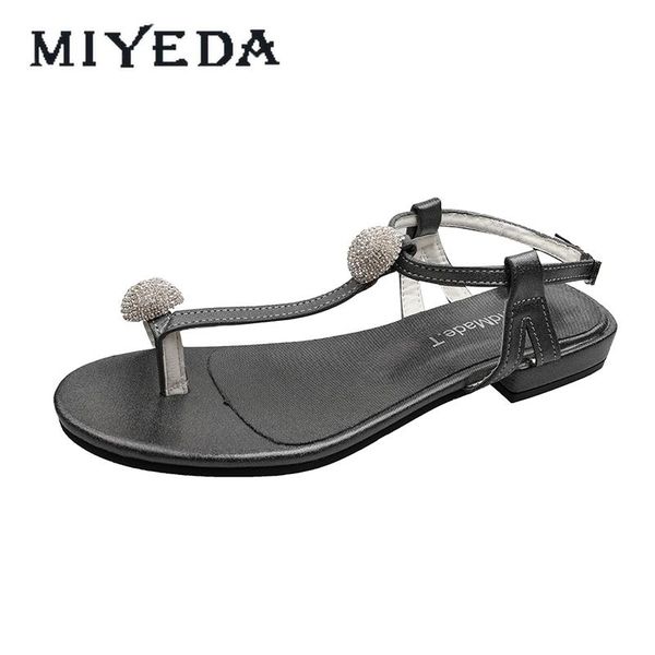 

dress shoes miyeda women crystal buckle back strap fashion handmade solid open toe shoe ladies lovely middle heel casual comfortable sandals, Black