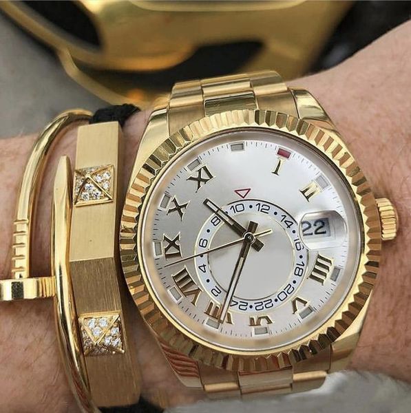

v3 men's mechanical watch 40mm sky series luxury automatic movement fashion sapphire glass silver white stainless steel strap luminous, Slivery;brown