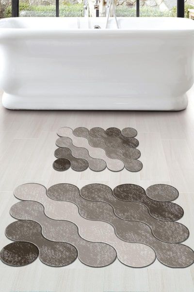

bath mats 60x90 - 50x60 brown drop digital bathroom mat laser cut toilet seat set 2 tykzb-117kahve