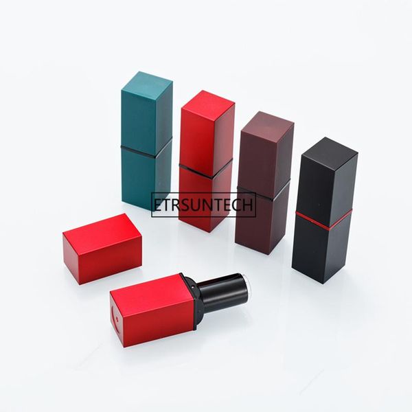 

100pcs 12.1mm black red square empty lipstick tubes refillable diy lip gloss containers cosmetic tool f3758 storage bottles & jars