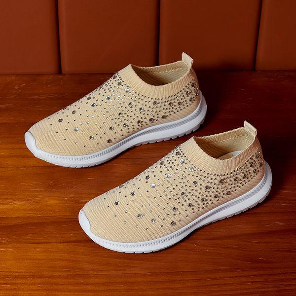 

fashions women shoes large size rhinestone sock colors matching thick-soled old couple shoe sports sneaker woman trainers sneakers 35-43, Black