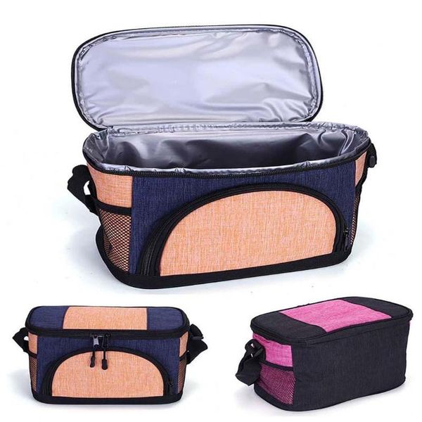 

outdoor bags portable thermal lunch bag insulated picnic casual zipper school, office container handbag square
