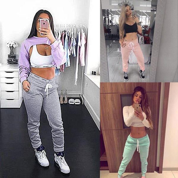 

gray pink sweatpants harem pants for women high waist trousers female loose leggings hip hop kpop long running joggers, Black;blue