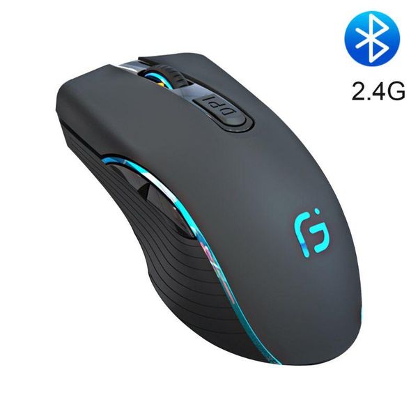 

mice 2.4ghz usb wireless bluetooth rechargeable mouse 7 color breathing light 3 gear dpi silent gaming office laptop