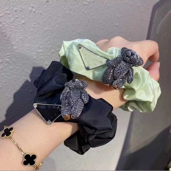 

2021 korean sequined bear solid color letter hair tie, wild fashion ponytail headwear, high-quality fast delivery women in stock, Pink
