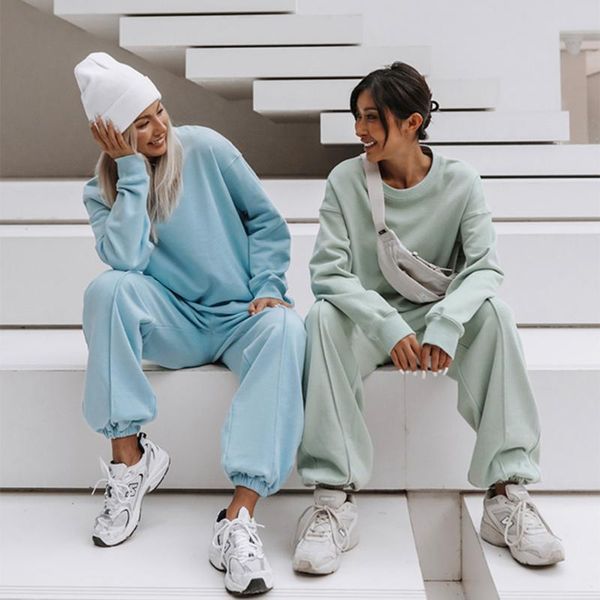 

women's two piece pants women casual tracksuit sports 2 pieces set sweatshirts pullover suit home sweatpants outfits ensemble femme con, White