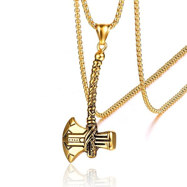 

punk gold silver color stainless steel viking tomahawk ax pendants necklaces for men rock jewelry drop pendant