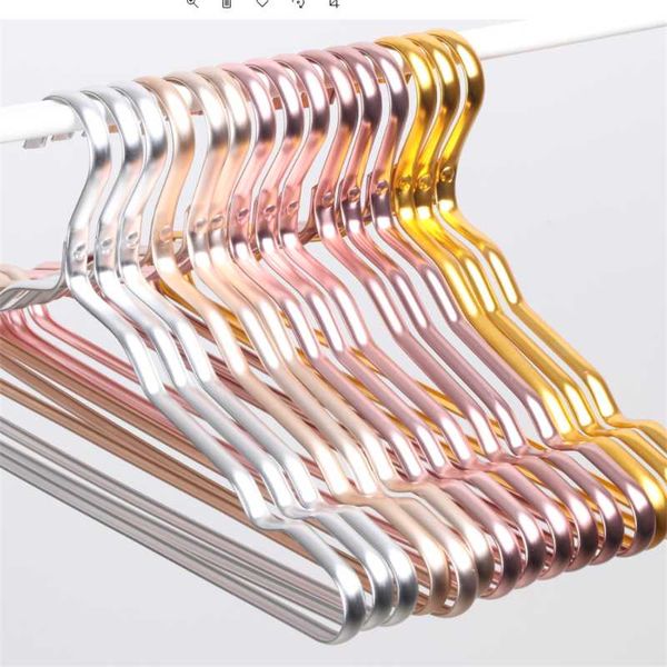 

hangers & racks 10pcs clothes hanger rose gold household clothing organizer shelf aluminum alloy anti-skid dress coat pants rack 41x19