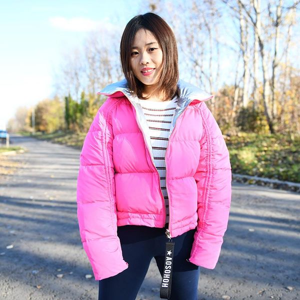 

women's jackets cx-g-d-08b women short loose down coat double face winter jacket, Black;brown