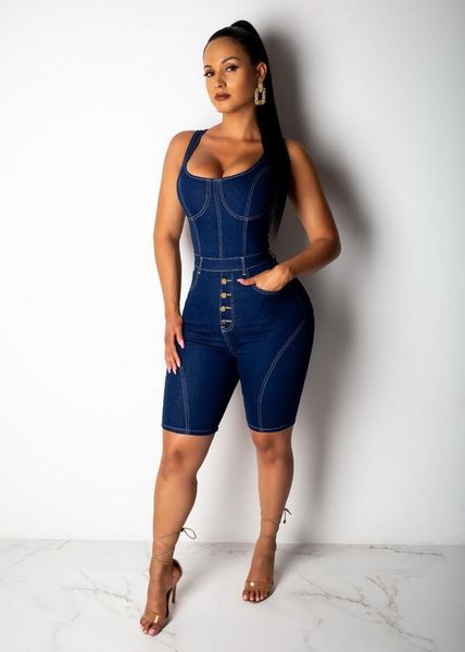 

casual denim playsuit women spaghetti strap bodycon jeans summer rompers women's jumpsuits &, Black;white