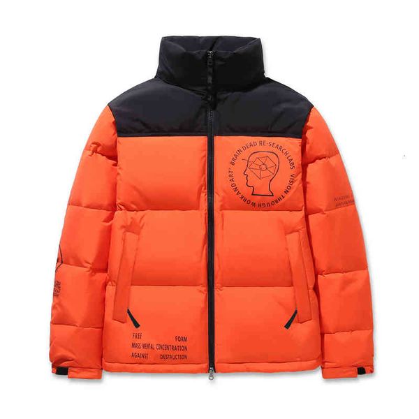 

winter down jacket men printed patchwork brain death puffer white duck coats windbreaker thicken warm parkas, Black