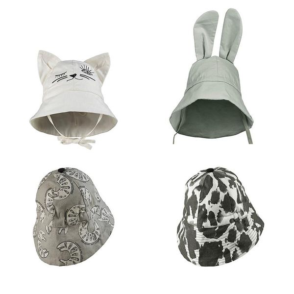 

hair accessories summer baby sun hat print outdoor kids bucket infant panama beach cap neck ear cover anti uv protection sunhat for children, Slivery;white