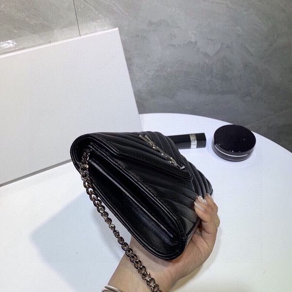 

hip brand small bag women handbag messengerbag sheepskin genuine leather chain stripe fashion purse tote black clutch