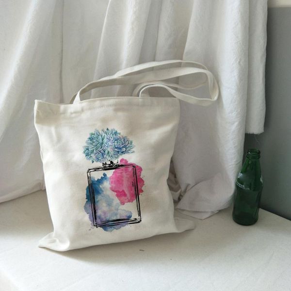 

evening bags colorful flowers perfume print shoulder canvas daily shopping handbag retro casual harajuku large capacity purse women bag