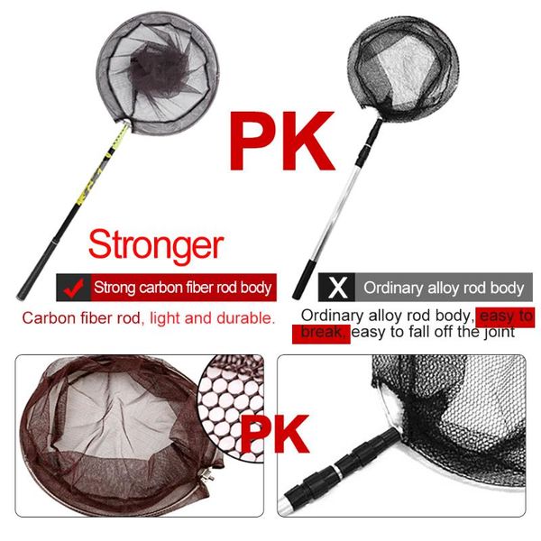 

fishing accessories 4m 3 sizes nylon nets collapsible tools rhombus mesh hole depth folding carbon steel rod landing dip net