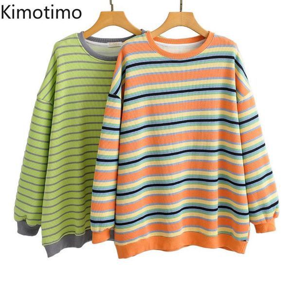 

women's hoodies & sweatshirts kimotimo striped sweatshirt hoodie women long sleeve pullovers oversize hip hop loose casual fashion, Black