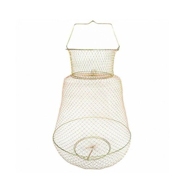 

fishing accessories yellow folding fish cage steel wire fishnet boat shrimp net portable durable practical