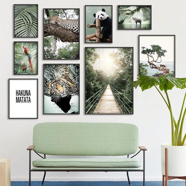 

paintings animal poster jungle canvas art print natural landscape parrot panda painting nordic home decor wall pictures for living room