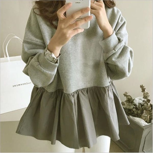 

women's wear 2021 spring new loose round neck long sleeve casual versatile plush sweater for women, Black