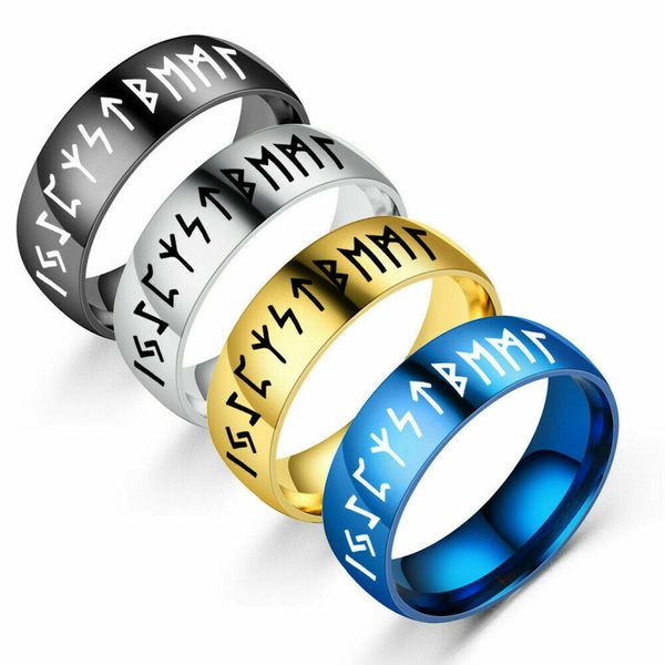 

6mm stainless steel scandinavian viking warding odin rings couple lover band size 6-13, Silver
