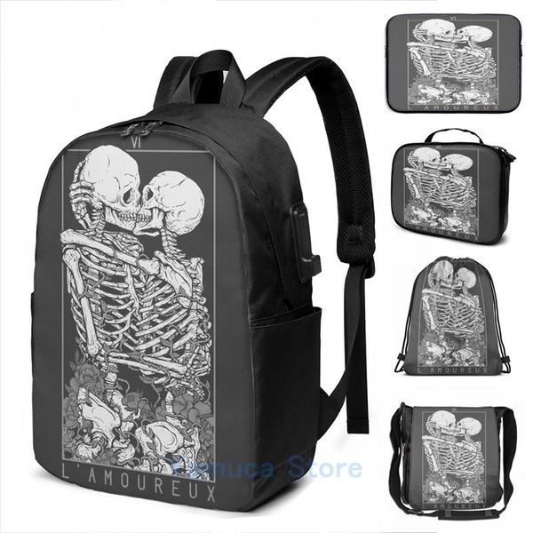 

backpack funny graphic print the lovers usb charge men school bags women bag travel laptop