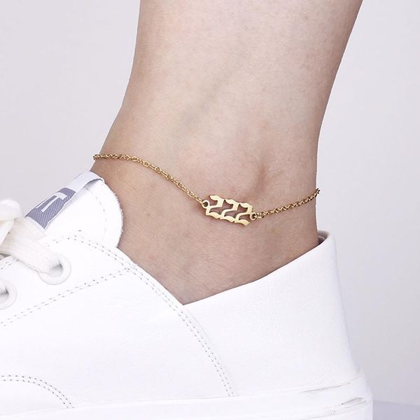 

anklets ladies fashion digital number anklet gold color metal for women jewelry beach leg bracelet charm girls gifts, Red;blue