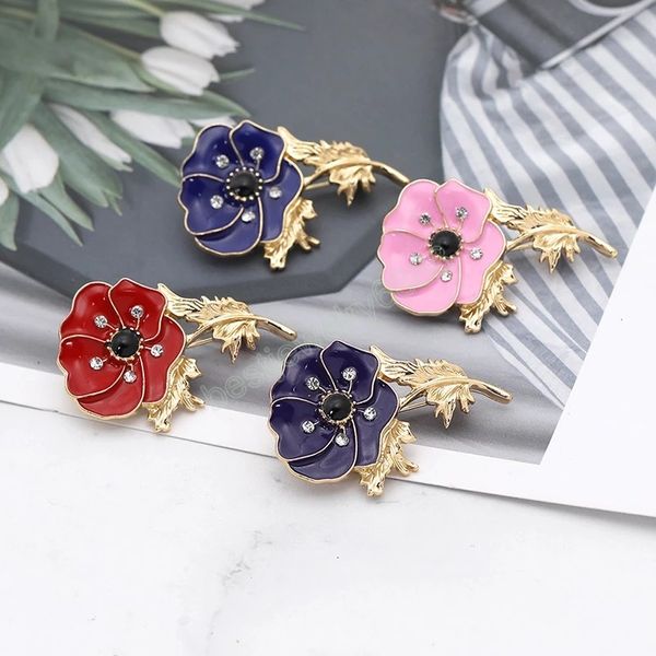 

elegent crystal red rose pins rhinestone flower brooch for women clothing accessories cute women wedding banquet brooches jewelry, Gray