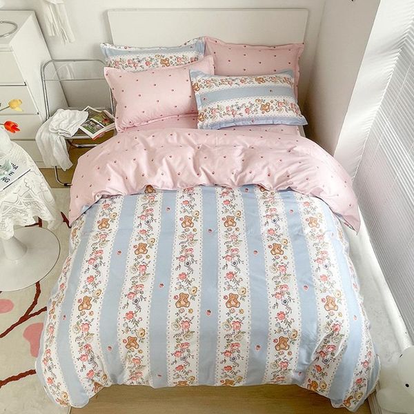 

bedding sets american style quilt cover flat sheet pillow cases set reactive printing single full  king family size