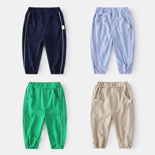 

children clothes boy girls 2021 summer long pants kids mosquito pants pure color cotton outside pants toddler wear 2-6t, Blue