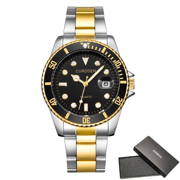 

wristwatches latest big watches mens stainless steel waterproof calendar business quartz montres de marque luxe, Slivery;brown