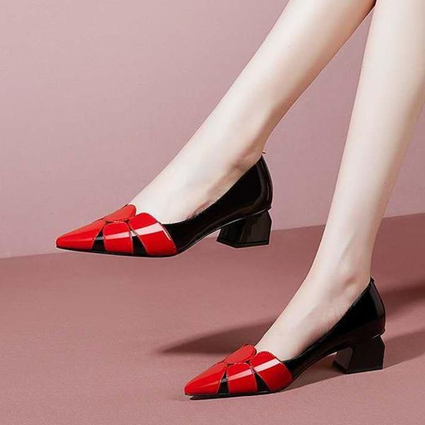 

comemore women fashion pointed toe red black slip on heel shoes for party lady night club comfort summer ladies dress