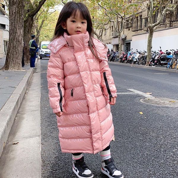 

down coat 2021 winter children's jacket waterproof bright face long thickened baby boys and girls warm for 5-12 years kids, Blue;gray
