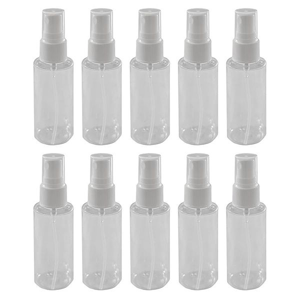 

10pcs transparent empty spray bottles 2 oz plastic mini refillable container cosmetic containers storage & jars