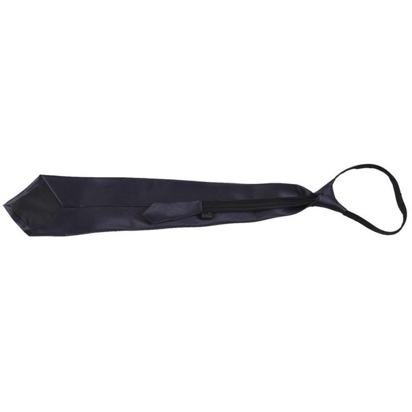 

men dark blue polyster zip up zipper tie necktie bow ties, Black;gray